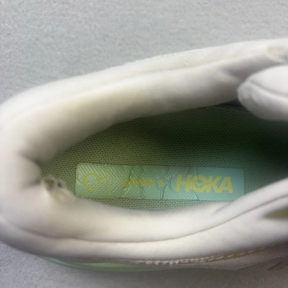 Hoka One One Bondi 8 Shoes Womens Size 9.5 White Running Sneakers 1127952 BDBSO